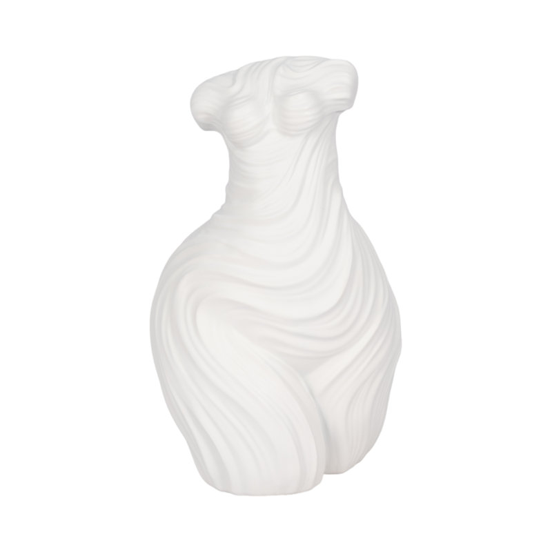 Sculpture de torse féminin abstrait en résine blanche, H 11 po x l 7 po x P 6 po
