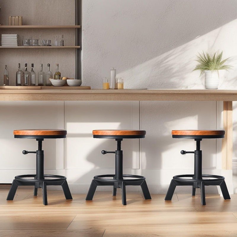 Tabouret pivotant en bois massif Erandekar