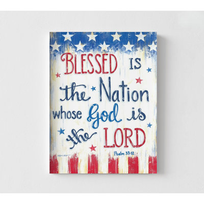 «Blessed Is The Nation» par Anne Lapoint, impression de verset de la Bible psaume 33:12, décor de maison américaine, impression de pays béni, art de salon pour les anciens