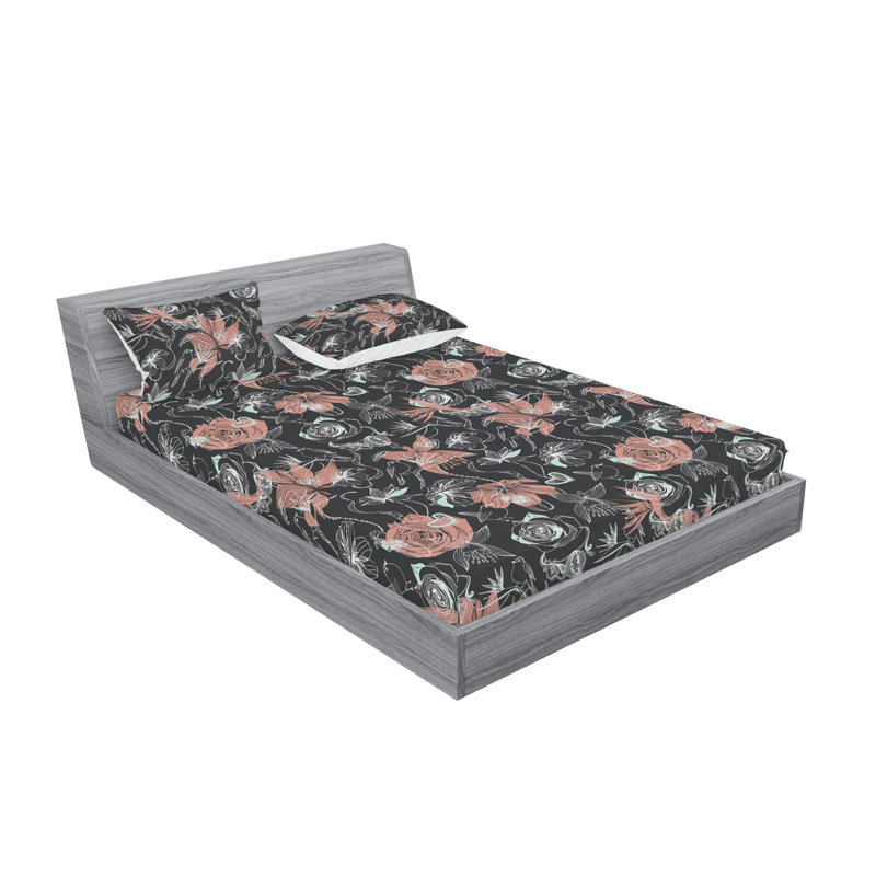 Drap-housse et taie décorative Ambesonne, California King Sheet Set with 2 Pillowcases