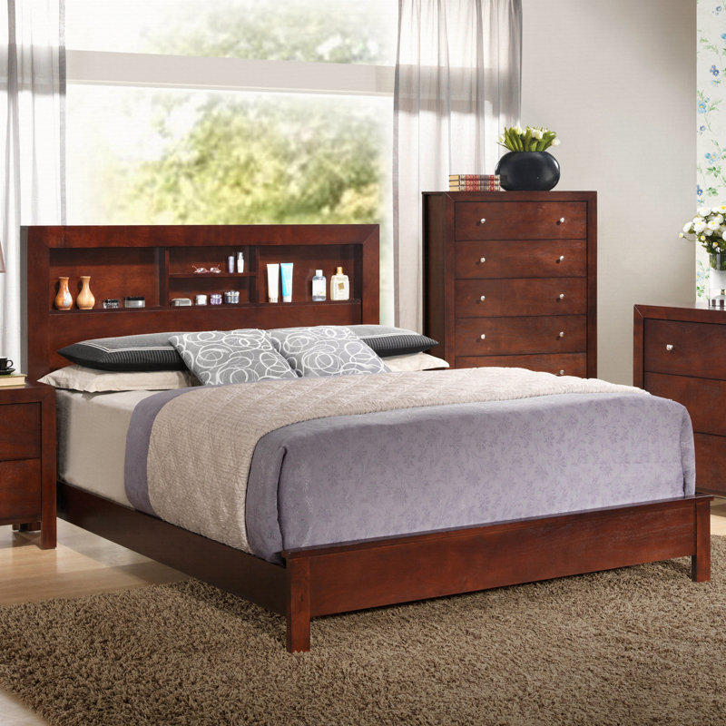 Elegant Cherry Transitional Queen Bed