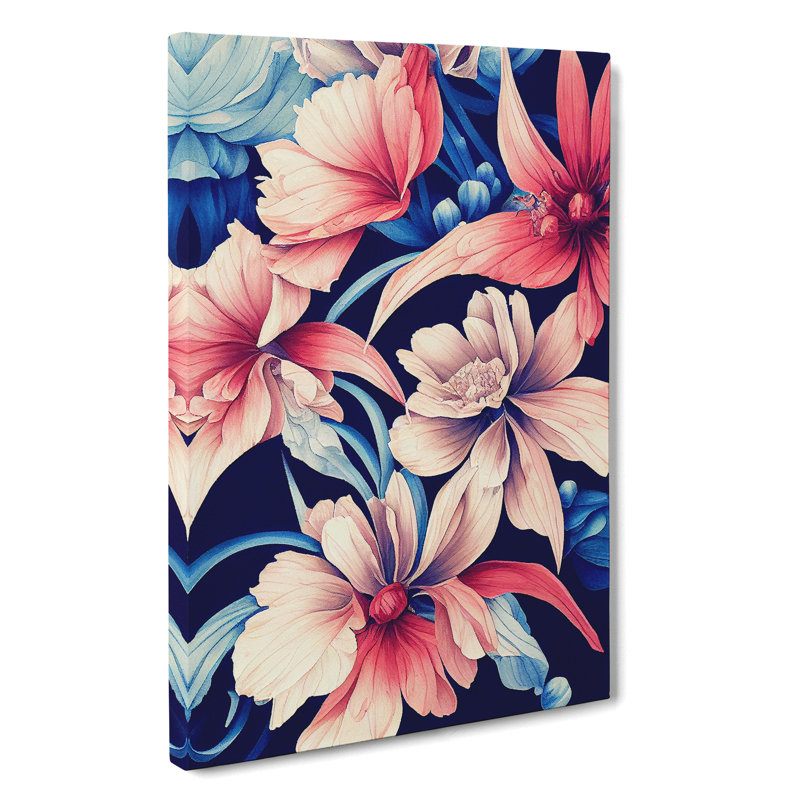 Beautiful Watercolour Flowers No.1 - Wall Art, 50cm H x 35cm W x 3cm D, Wrapped Canvas, No Matte
