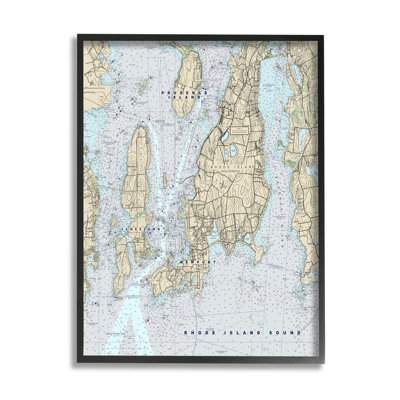 " Rhode Island Coastal Map Prudence Jamestown Newport " by Daphne Polselli