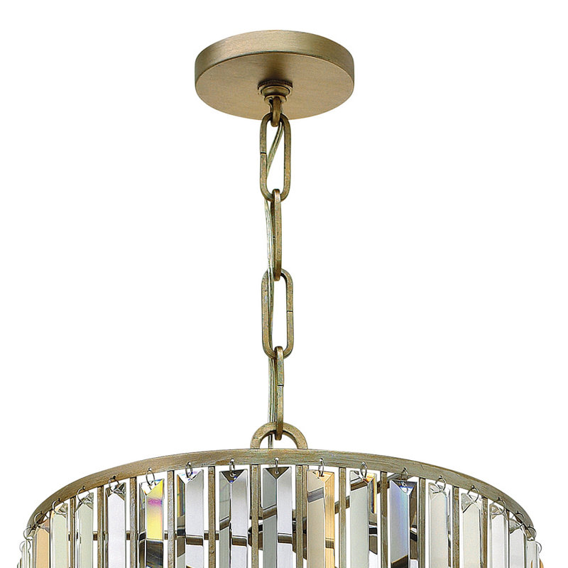 Gemma Six-Light Tall Drum Pendant w/ Crystal Rectangular Prisms