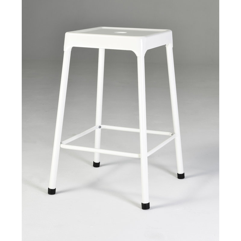 Tabouret de comptoir contemporain 2 places - métal avec finition thermolaquée blanche 2 couches