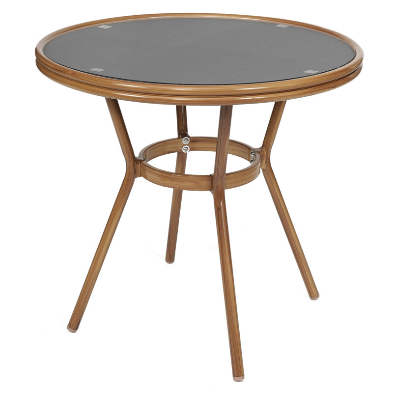 Rylan Indoor/Outdoor Commercial Glass Top Bistro Table, Black