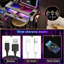 Dressing Table with Human Sensor RGB Lights, Tempered Glass Top, and Quick-Charging Station-158589792