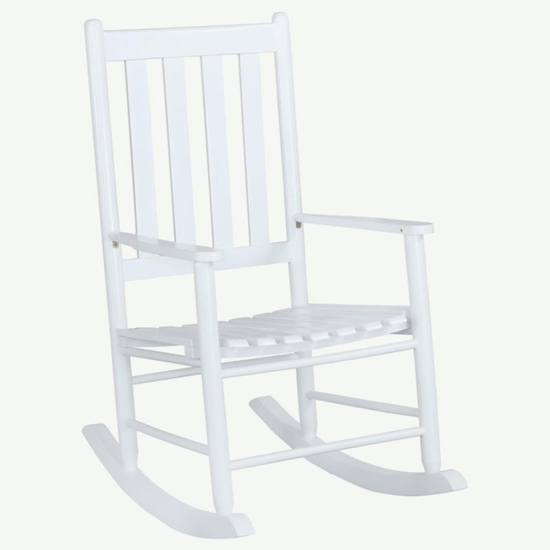 Chaise berçante à dossier à lattes, Blanc