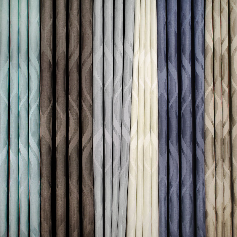 Ivory Geometric Blackout Polyester Curtain Panel with Nickel Grommets