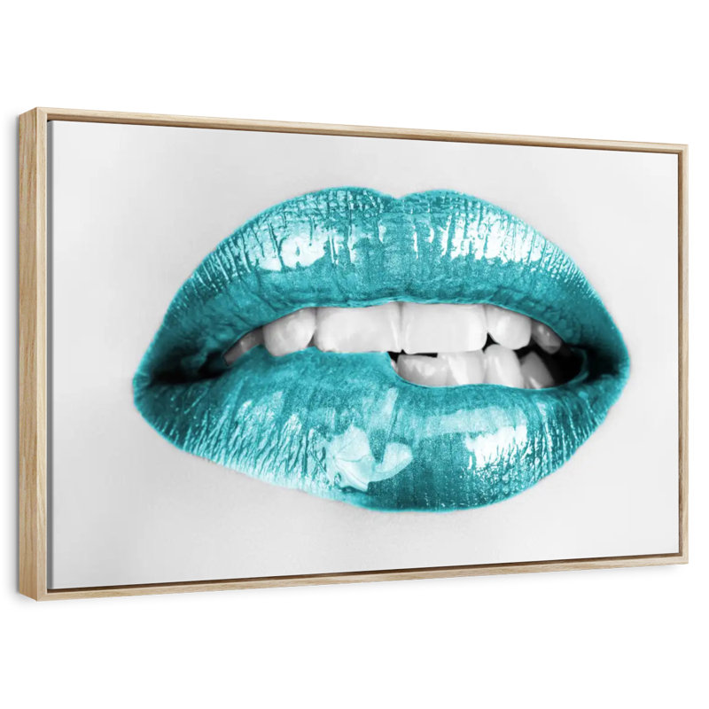 Bouche à lèvres, Cadre flottant en bois naturel, 43 po x 29 po