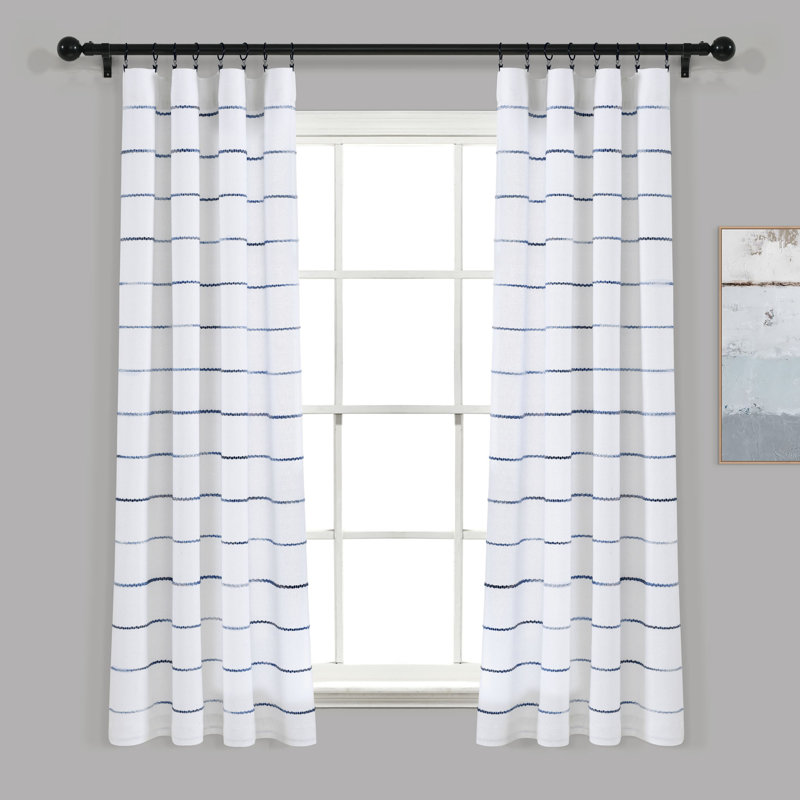 Reyna Semi Sheer Curtain Pair, Navy, 40" W x 63" L