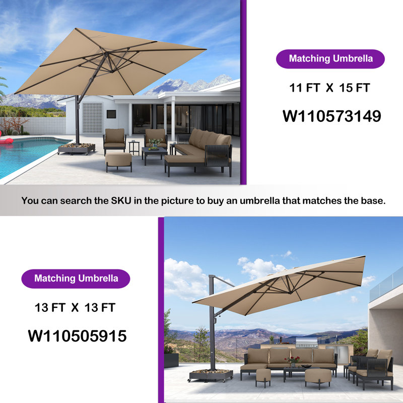 Purple Leaf 1100 Lbs High Capacity Heavy-duty Cantilever Offset Patio  Umbrella Base With 4 Lockable Wheels Steel Weighted Base & Reviews | Wayfair