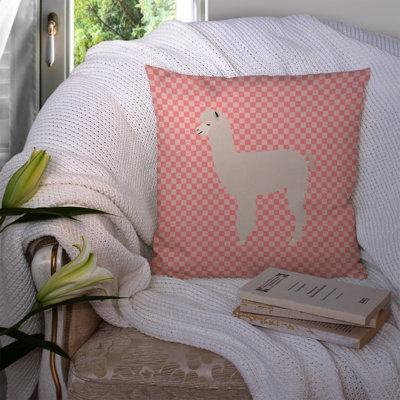 Alpaca Check Outdoor Throw Pillow