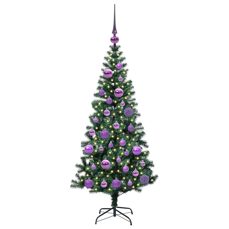 vidaXL Artificial Pre-lit Christmas Tree Green PVC and Metal, 3.94 ft