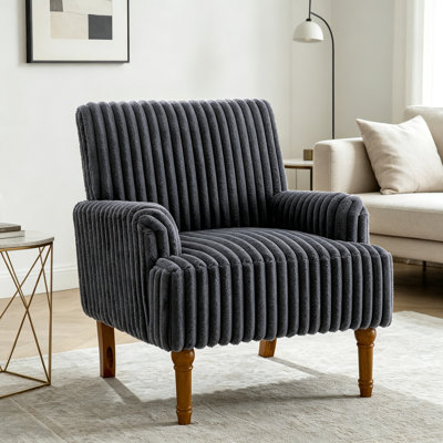 Chaise d'appoint en velours côtelé avec pieds en bois robustes