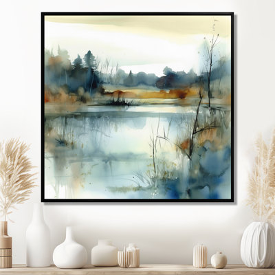 Summer Lake Landscape Illustration II - Lake, art mural
