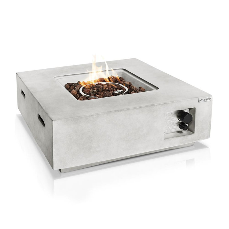 Outdoor Propane Fire Pit Table, Weatherproof Square Propane Gas Fire Table - Adjustable Flame