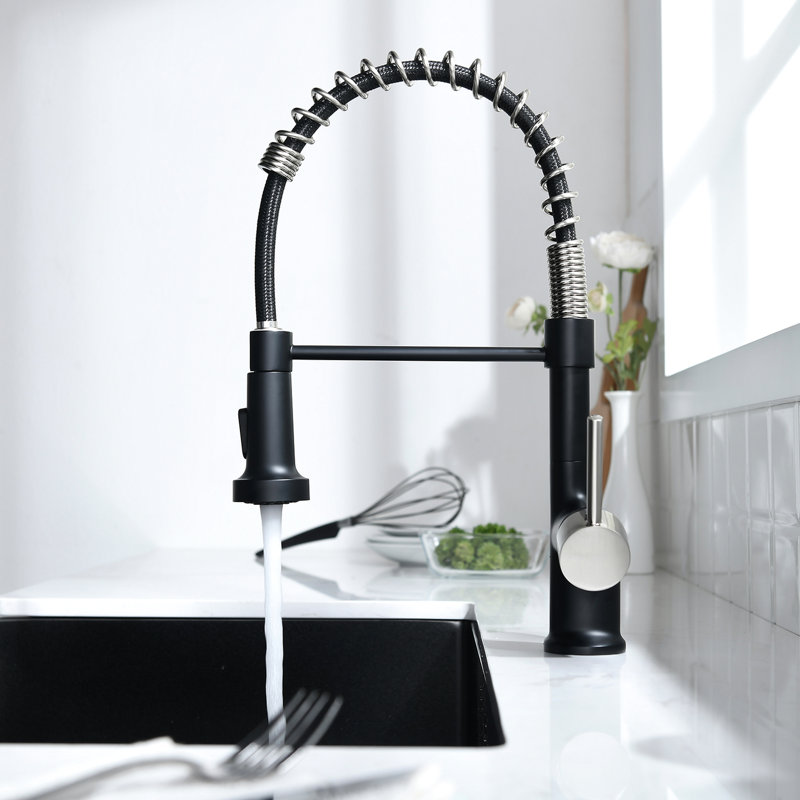 Modern Kitchen Sink Faucet With Pull Down - Ceramic Cartridge, Easy Maintenance, Water Saving Feature Commercial , No Leaks, Construction, 360 Degree Swivel