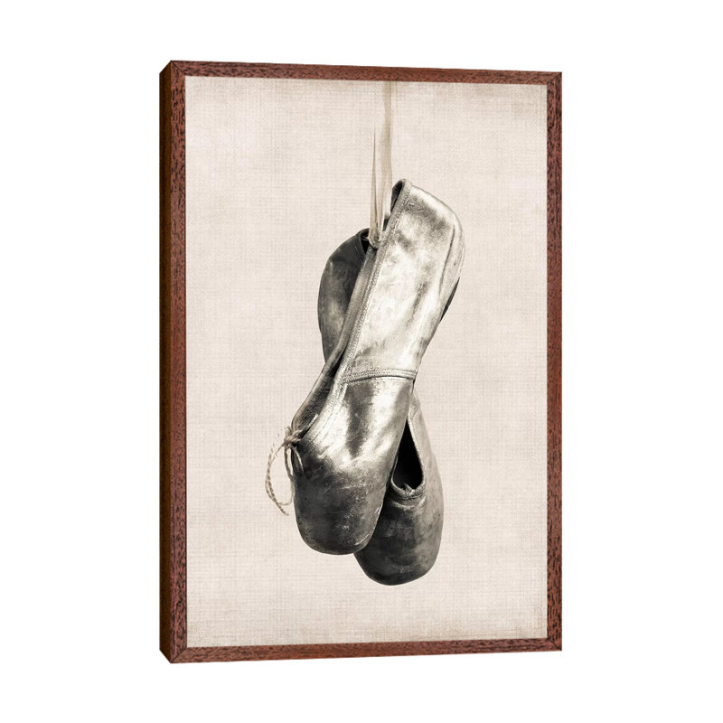Point Shoes - Print on Canvas, 101.6 cm H x 66.04 cm W, Classic Brown Wood Framed