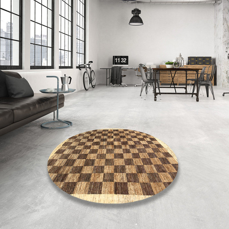 Tapis gris/brun zone contemporaine, Rond 4 pi