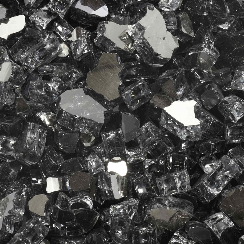 Dark Matter Black Reflective Tempered Fire Glass, 10 lb Jar