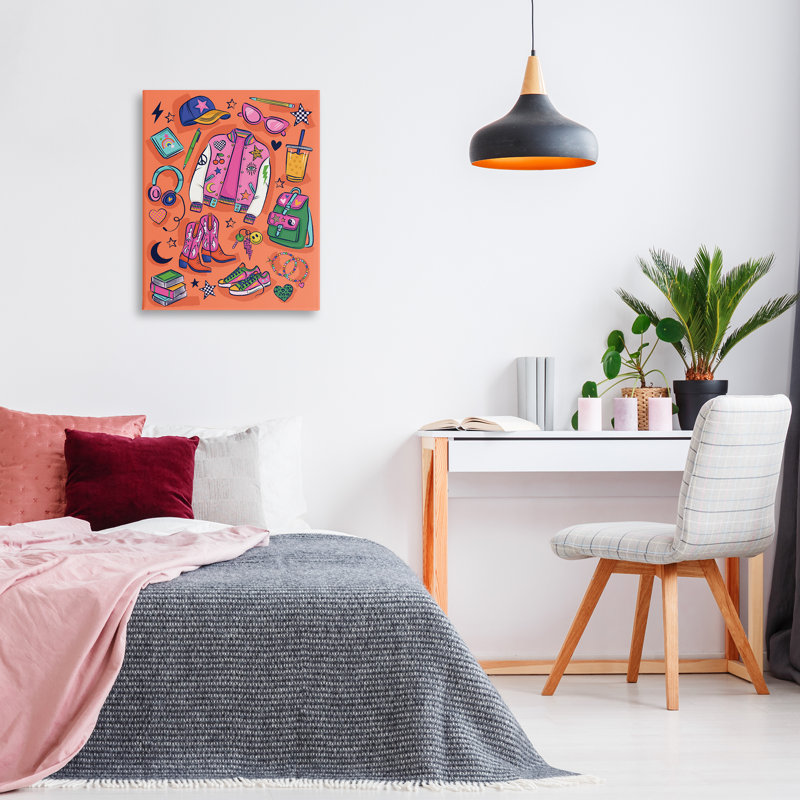  «Bright Fashion School Essentials», art mural sur toile par Lisa Perry White, H 30 po x l 24 po