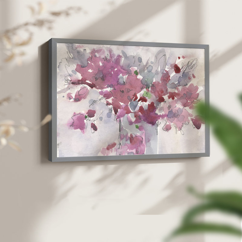 Cadre floral II - reproduction encadrée - réarmable, H 11 po x l 14 po, Gris