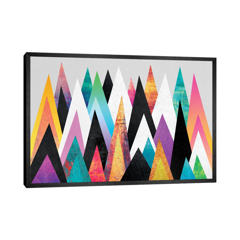 Colorful Peaks by Elisabeth Fredriksson - Print on Canvas, 152.5 cm H x 101.5 cm W, Black Framed