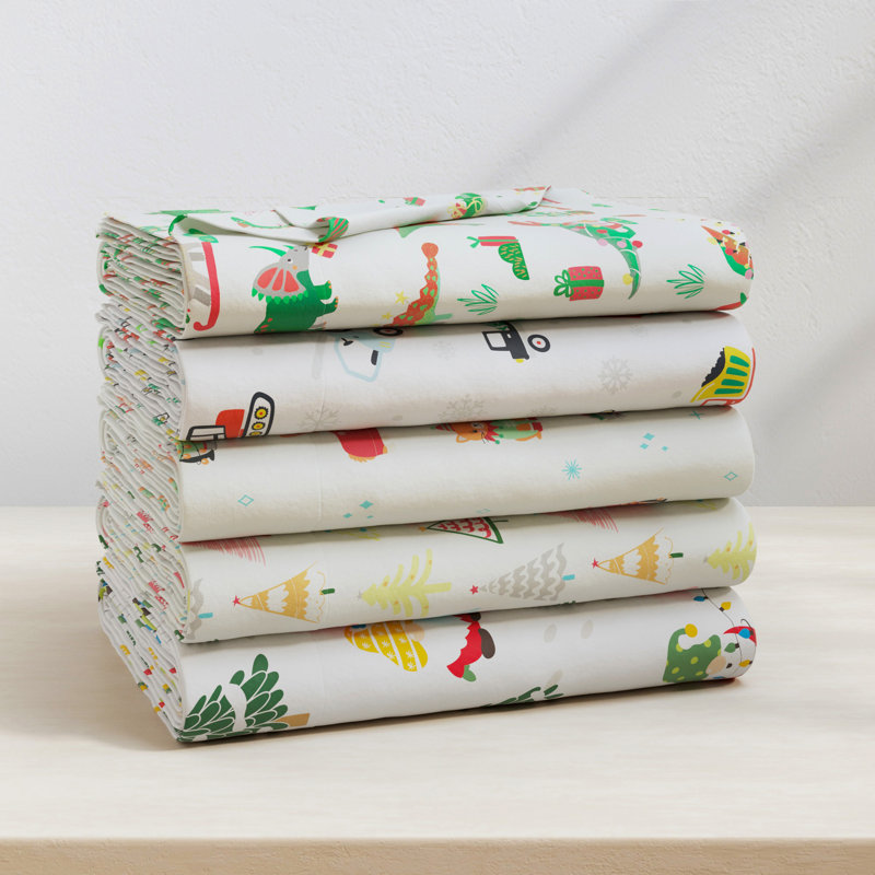 Ensemble de draps 100% flanelle de coton, Très grand avec deux taies d'oreiller, Nutcracker