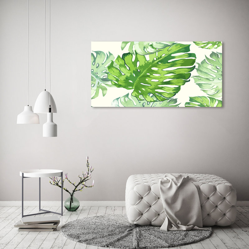 Tropical Leaves - Wrapped Canvas Print, 60cm H x 120cm W, Wrapped Canvas