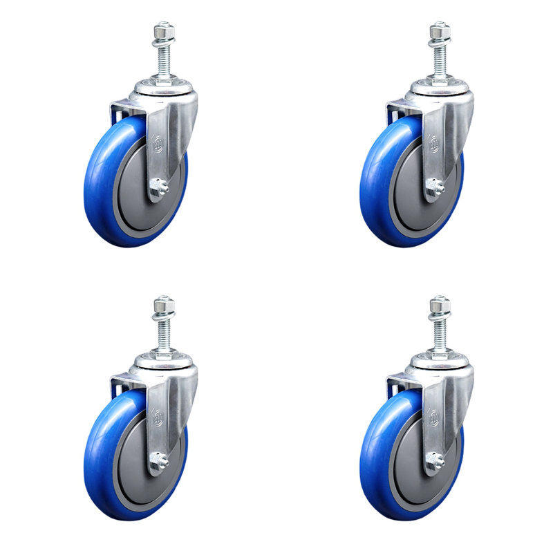 Polyurethane 10MM Threaded Stem Caster Set 2 Brakes SCC