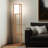 Maxwell 63" Modern LED Shelf Floor Lamp with Warm Brown Finish, 3 Tiers, and Fabric Square Shade, Bulb Included-628019176-628019182