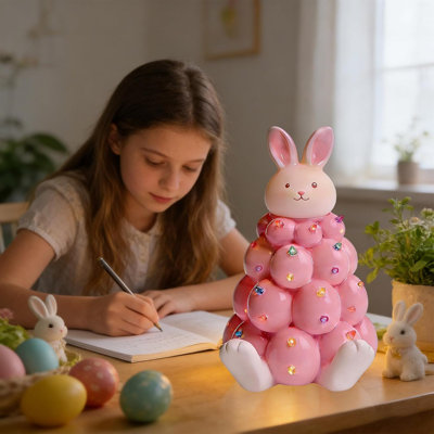Figurine décorative de Pâques allumant une lumière de nuit empilée pour une table