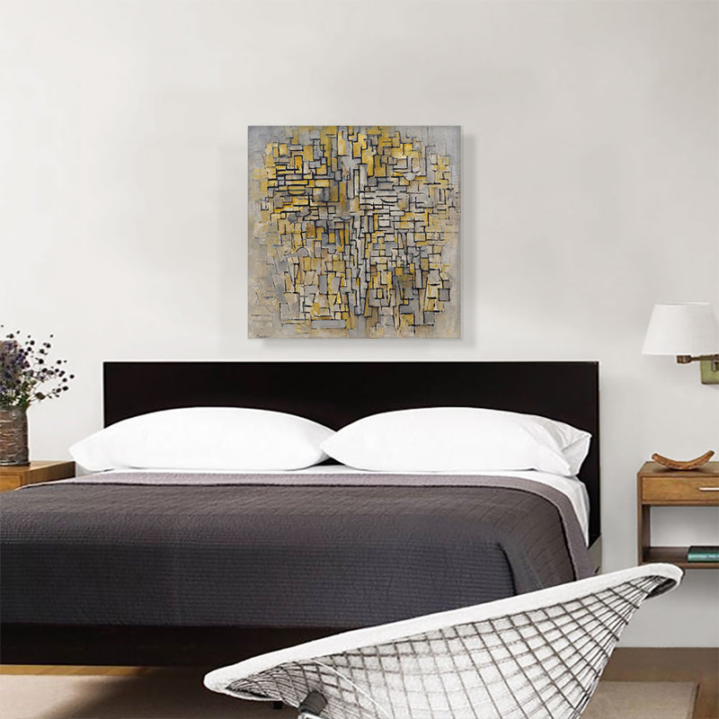 «Composition No. VII 1913» par Piet Mondrian, reproduction d'art sur toile tendue, H 26 po x l 26 po x P 0,75 po