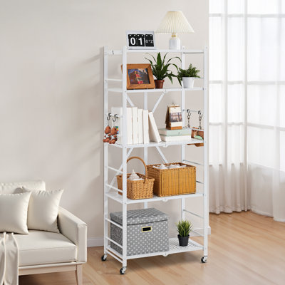 Étagère de rangement pliante avec roulettes 5 niveaux