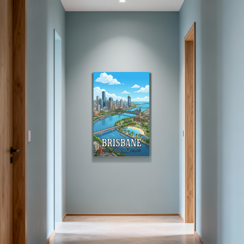 Paysages de la ville de Brisbane, H 18 po x l 12 po