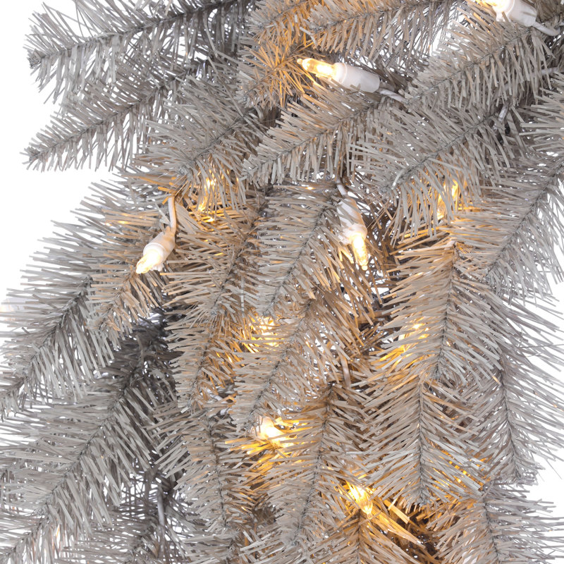 Couronne de sapin artificielle platine, H 36 po x l 36 po x P 3 po