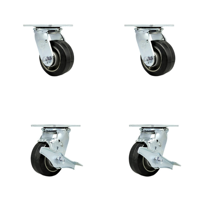 4 Piece Rubber on Aluminum Caster Set