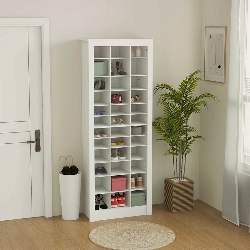 71 po de rangement pour étagère à chaussures 71 po, armoire à chaussures étroite pour le vestibule avec cubes ouverts pour 36 paires