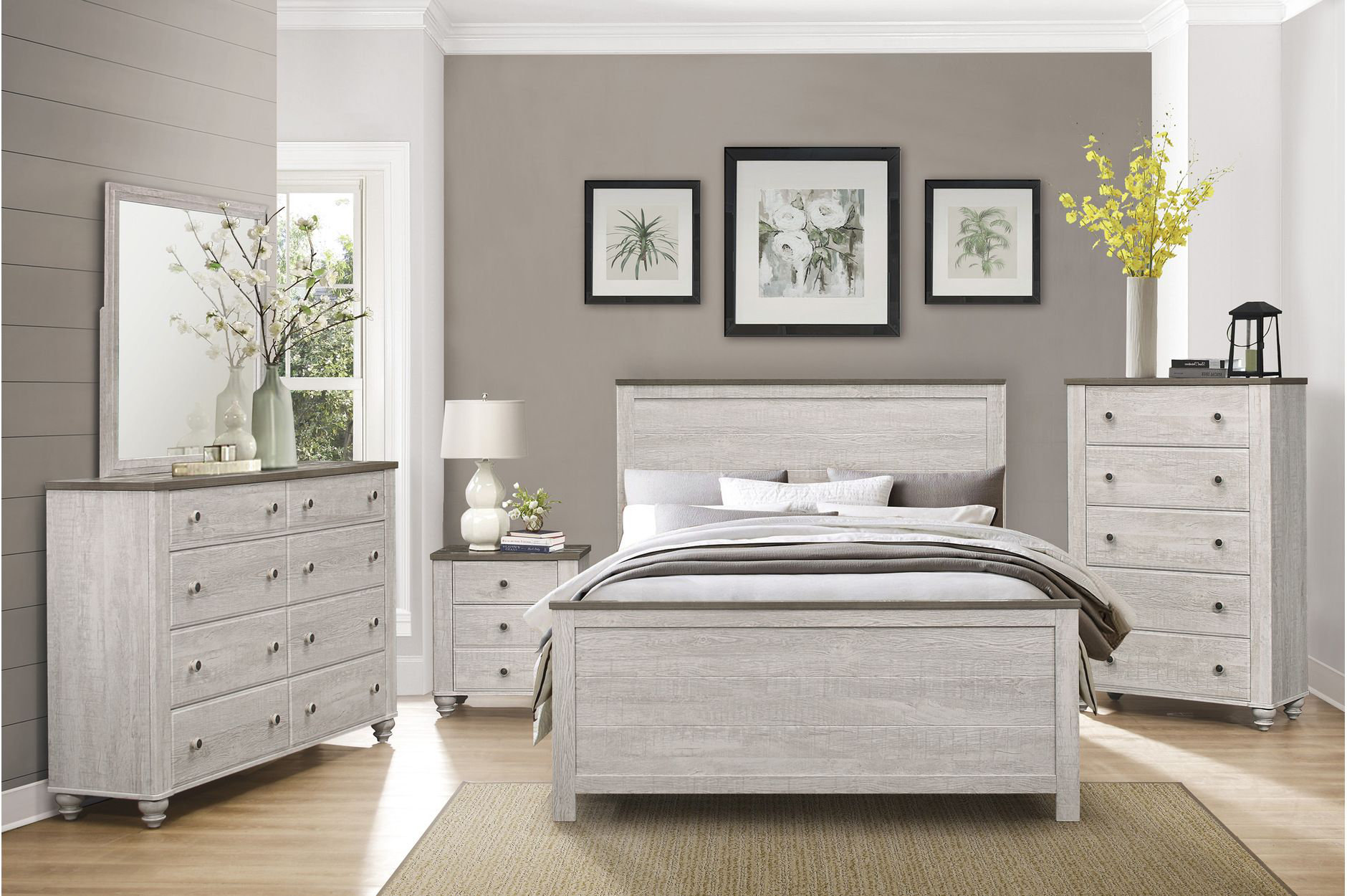 Gracie Oaks Charleen Two-tone Antique-White And Brown Melamine Panel ...