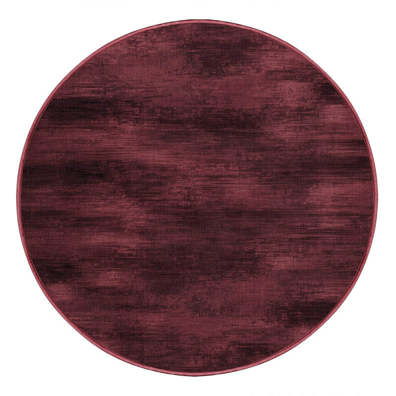 Tapis rouge abstrait lavable à la machine, Rond 7 pi