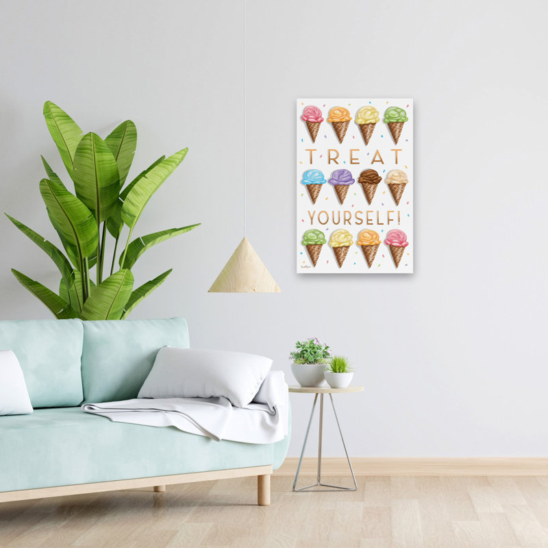 Traiter la crème glacée - Art contemporain inspirant des cornets de crème glacée, H 16 po x l 24 po