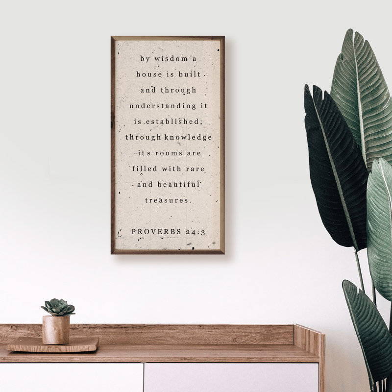 Par la sagesse, une maison est construite, Proverbes 24 3 - blanc délavé, H 40 po x l 20 po