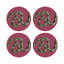 Sous-verres ronds en cuir serpent framboise vegan-119015237