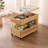 Modern Minimalist Solid Wood Natural Color Height - Adjustable Rotating Mobile Side Table