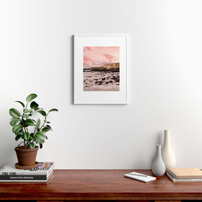 Beach Cliff, reproduction imprimée sur papier, Cadre blanc, H 24 po x l 18 po