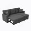 Canapé modulaire 76,5 po en mélange de lin avec lit escamotable et rangement pour chaise longue-1570925203