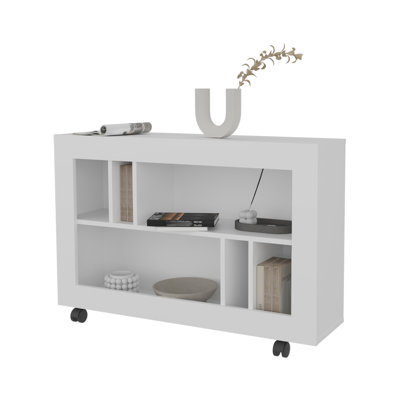 FM FURNITURE Cowlic Console Table in Melamine with Open Storage. White