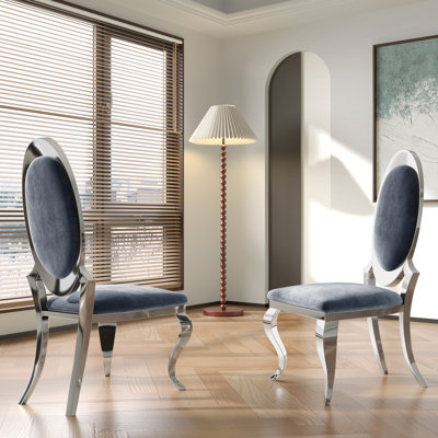 King Louis Back Arm Chair, Comfortable Upholstered Seat Kitchen Chair With Backrest &Stainless Steel Legs For Kitchen Dining Room