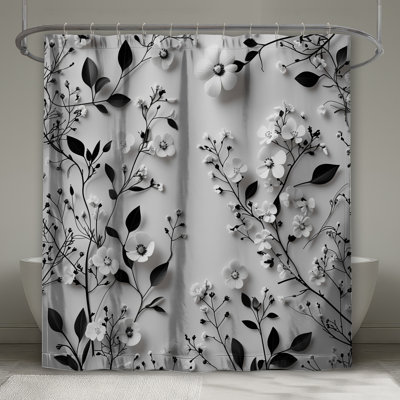 Floral Shower Curtain Nature Bathroom Decor Minimalist
